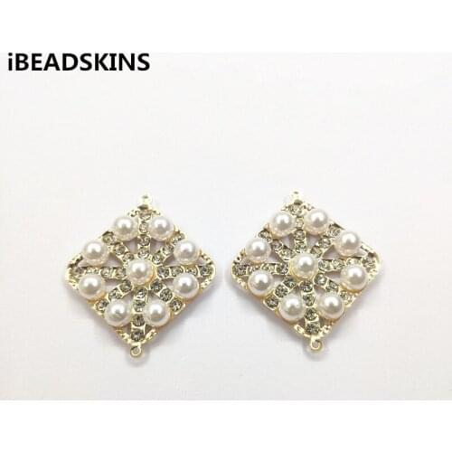 New arrival! 45x39mm Rhinestone Rhombus shape charm/Connectors for Necklace,Earrings parts, Accessories,hand Made Jewelry DIY