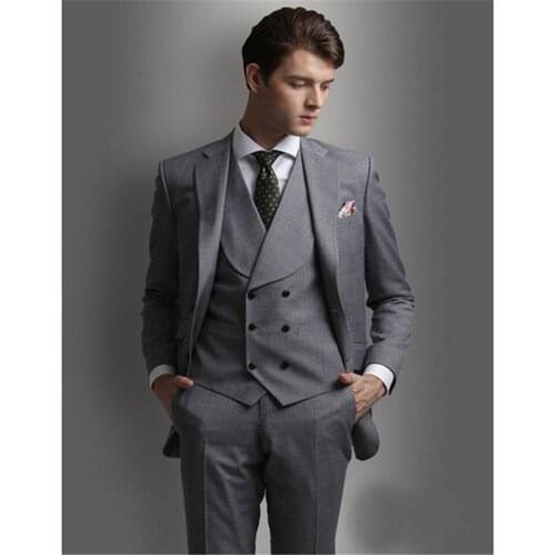 New Classic Men’s Suit Smolking Noivo Terno Slim Fit Easculino Evening Suits For Men grey Groom Tuxedo Man terno masculino