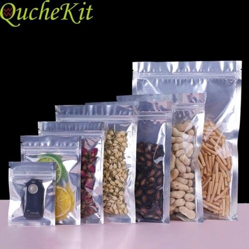 Aluminum Foil Bags 100pcs Self Seal Zipper Packing Storage Bags Waterproof Food Nuts Cookies Candy Gift Bags Retail Bag Pouches