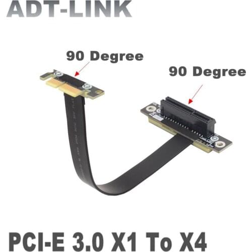 PCIe 3.0 Extender Adapter Jumper For Audio Wireless LAN USB Card Pci-e 1x To 4x Flat Extension Cable Dual 90 Degree Angled Riser