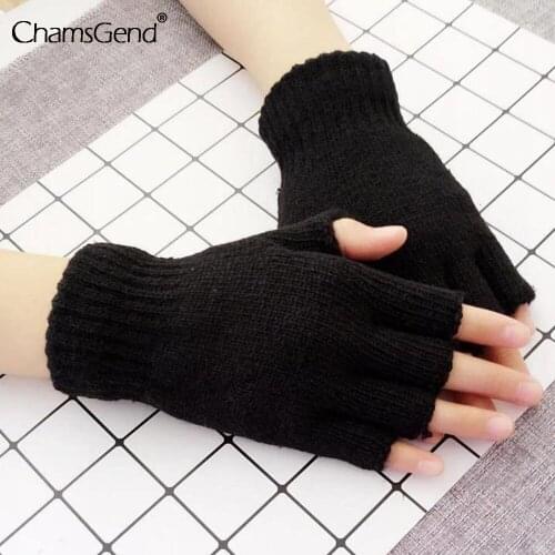 1 Pair Half Finger Fingerless Gloves Unisex Warm Knitted Stretch Elastic Winter Outdoor Warm Winter Mitten Sports Cycling Gloves