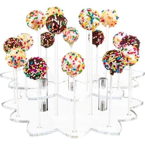 19 Holes Transparent Candy Clear Display Rack Acrylic Bake Sales Lollipop Holder Stand Flower Shaped Stand Wedding Party Decor