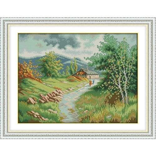 Joy Sunday landscape pattern country road count cross stitch 11&14CT cross stitch kit wholesale hand embroidery home decoration