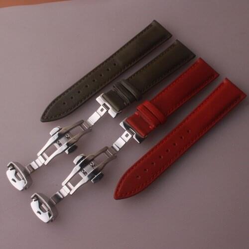 NEW Watch Strap 18mm 20mm 22mm Cowhide Watchbands Women Men Watch Accessories Genuine Leather Red Green Smooth hot Bracelet Belt