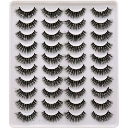 20Pairs 15-25mm 4D Mink False Eyelashes Handmade Thick Wispies Fluffy Eyelash Extension Natural Makeup Full Volume Mink Lashes