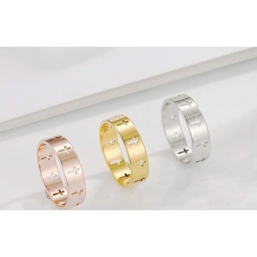 Stainless Steel Couple Rings Silver Color Supernatural Cross Engagement Wedding Gift for Men Women Finger Ring Jewelry