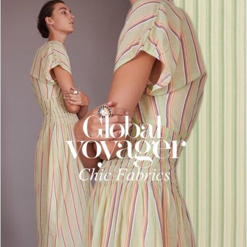 LEO&LIN Yellow Green Striped Gold Lines Jacquard Texture Silk Cotton Fabric Patchwork Tissu