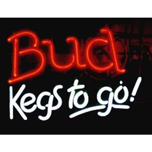 Bud Kegs To Go Custom Handmade Real Glass Tube Advertise Beer Bar KTV Club Store Decoration Display Gift Neon Sign 17"X12"