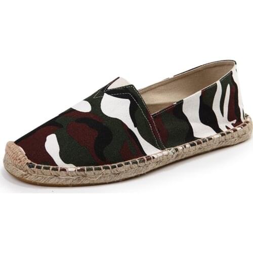 Spring Summer Camouflage Loafers Couple Slip On Flat Shoes Men Plimsolls Casual Canvas Fisherman Shoes For Men zapatillas hombre