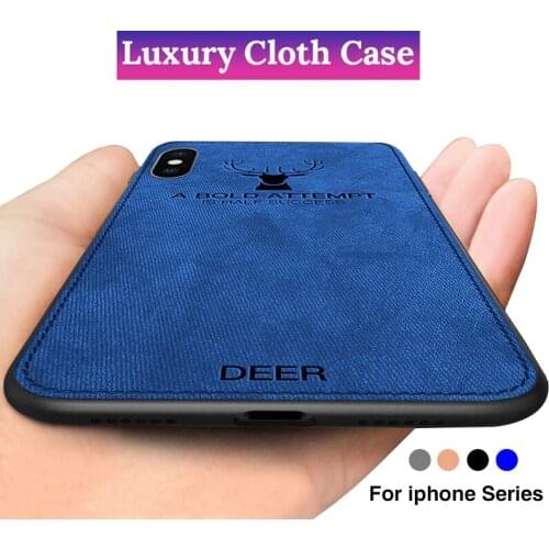 Ultra Slim Retro Soft Cloth Deer Case For Iphone XR XS XS Max Original Silicone Back Cover Phone Case For iphone 6 6s 7 8 Plus X