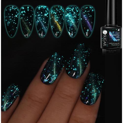 UR SUGAR Luminous 3D Cat Magnetic Gel Nail Polish UV LED Soak Off Fluorescent Varnish Long Lasting Glow In Dark Gel Polish