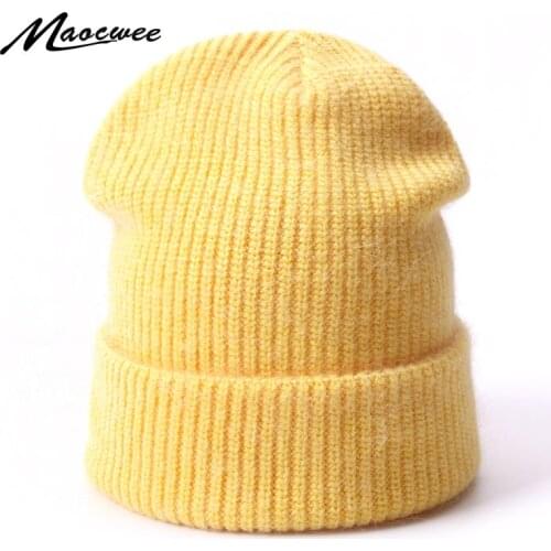 Rabbit Hair Women Beanies Fashionable Top Hat for Autumn Winter Beanies SkullIie Balaclava Knitted Hat Mask New Year Gift Bonet