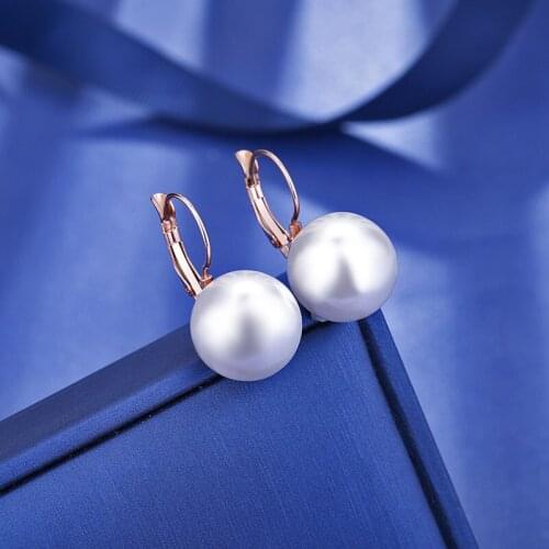 AENINE Trendy Titanium Stainless Steel Pearl Earrings For Women Girl Office Style White Simulated Pearl Earrings Jewelry AE20051