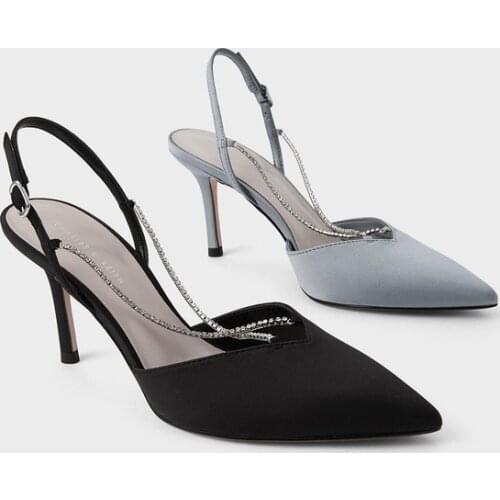 Womens Stiletto Heels 2021 New Chain Pointed Toe Heel Sandals Womens Summer Black Fashion Sandals