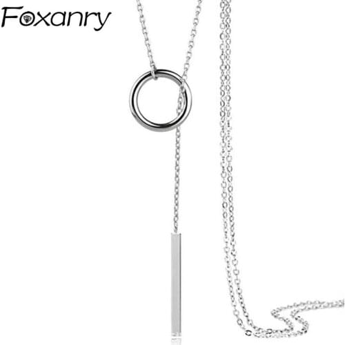 Foxanry 925 Sterling Silver Sweater Necklace for Women New Trend Vintage Elegant Charming Simple Tassel Party Jewelry Wholesale