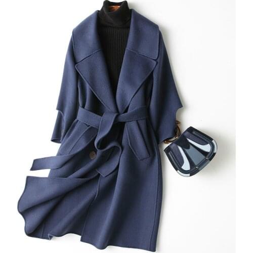 Wool Coat Women Double Sided Long Jacket Korean Spring Autumn Ladies Coats and Jackets Abrigo Mujer 2020 KQN37125-3 KJ2322