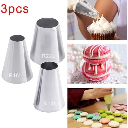 3PCS Round Reusable Icing Piping Nozzles Set Pastry Bag Scraper Flower Cream Tips Converter Baking Cup DIY Cake Decorating Tools