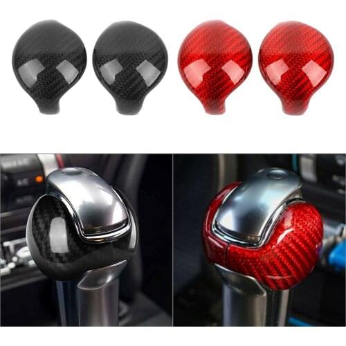 2Pcs Carbon Fiber Car Interior Gear Shift Knob Trim Cover For Ford Mustang 2015 2016 2017 2018 2019