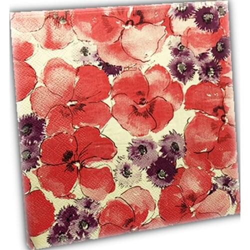 33*33cm 20pcs Red Flower Color Printed Napkins Paper Towel Beautiful Napkins Paper Floral Pattern Wedding Birthday Party Decor