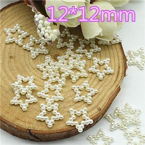 200pcs 12*12mm pearl beige star resin flat back pearl loose pearl beads for jewelry accessories