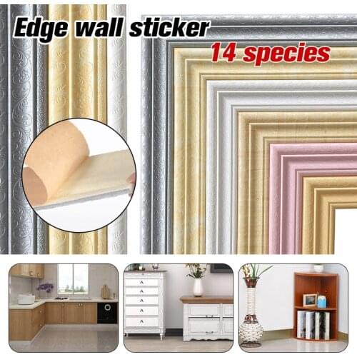 3D PVC Self-adhesive Waterproof Border Wall Sticker Top Corner Line Wall Edge Strip Wall Sticker Tiles Skirting Line Wallpaper