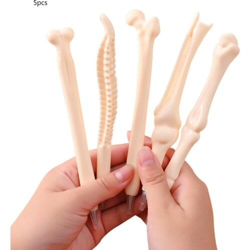 5 Ballpoint Pens Bone Shaped Ballpoint Pens Novelty Creative Gifts for School Office Coloring Book Diary Drawing Doodle Art Mark