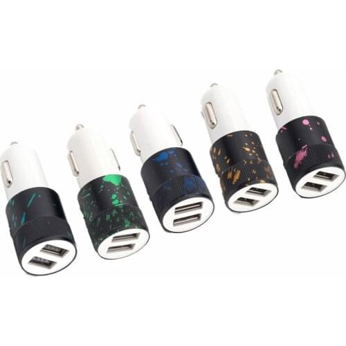Printed Dual usb Ports Car charger 2.1A+1A Aluminum Alloy auto power car chargers for samsung s7 s8 note 7 8 for iphone 7 8