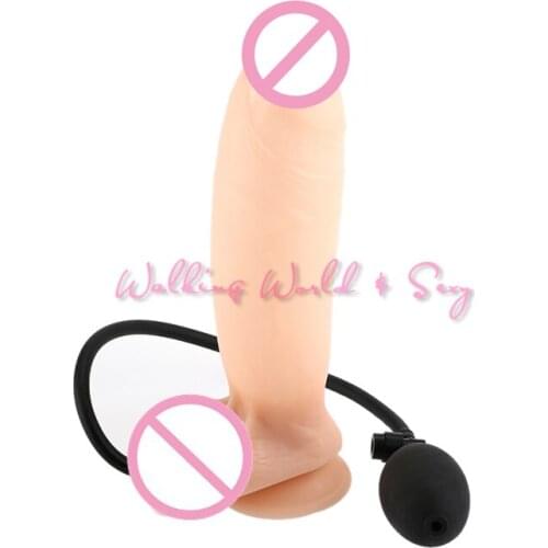 Huge Inflatable Dildo Flesh Realistic Penis With Suction Cup Expandable Penis Vagina Dilator Massager Sex Toys For Gay Women