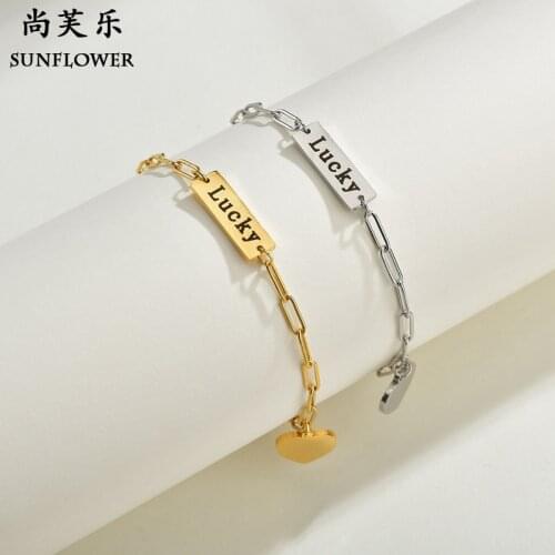 Lucky Letter Heart Charms Bracelet For Female Titanium Steel Custom Name Personality DIY Bracelet Gift For Womens Jewelry 2021