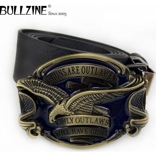 Bullzine zinc alloy retro flying eagle Belt buckle jeans gift belt buckle free PU belt FP-03155-1 drop shipping
