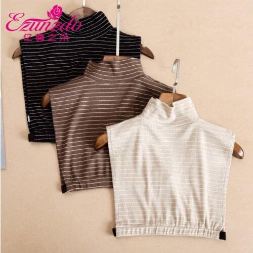 Black Striped Turtleneck Fake Collar Women Fake Half Shirt Faux Col False Collar For Sweater Shirts Stand Detachable Collar