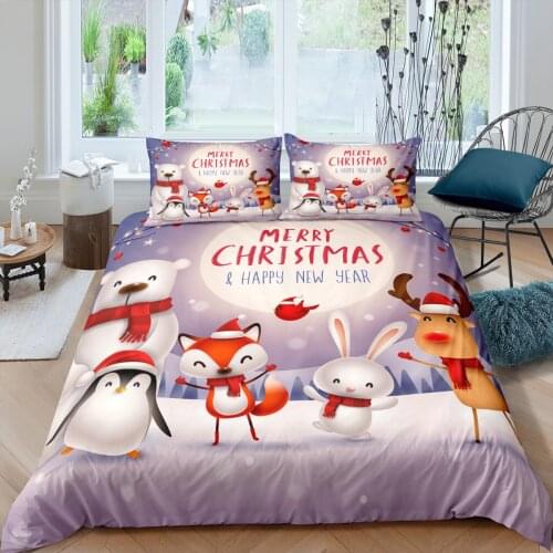 Home Textiles Luxury 3D Christmas Print Duvet Cover Set 2/3 Pcs Pillowcase Kids Bedding Set AU/EU/UK/US Queen and King Size