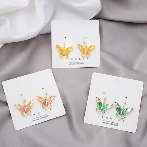 French Retro Oil Painting Texture Gradient Butterfly Earrings Korean New Style All-match Palace Style Beautiful Earrings