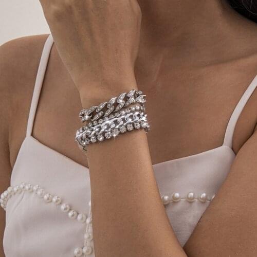 Hippie Luxury Stainless Steel Bracelet Jewelry Sets For Women Fashion Chains Punk Couple Bracelets Accessories Gift For Girls