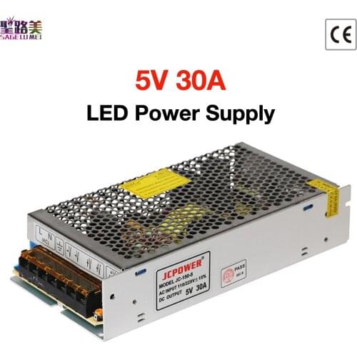 DC5V 30A Switching Power Supply 150W Unit Output 110/220V AC LED Strips Pixels CCTV PSU, Lighting Transformers for ws2812b Strip