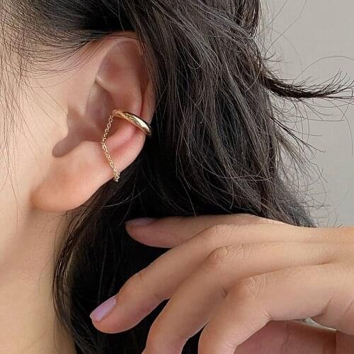 Punk Personality Design Non Piercing Clip Earrings For Women Metal Gold Silver Color No Pierced Chain Tassel Ear Clips Jewelry