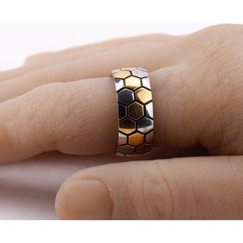 Stainless Steel Men Ring Simple Mix Colors Hexagon Punk Style Finger Ring for Men Fashion Jewelry