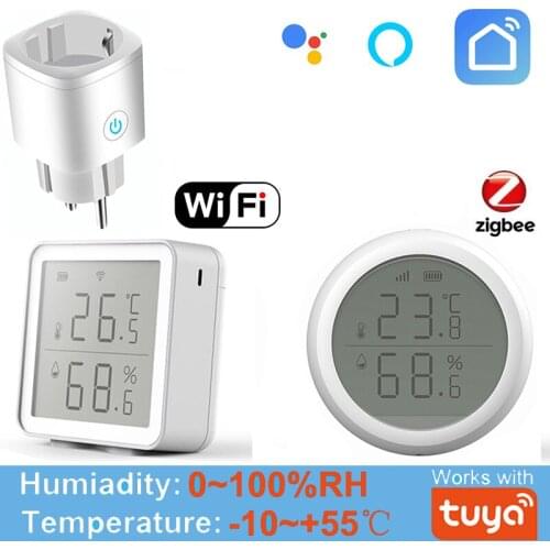 Room Temperature Wireless Sensor WiFi/ZigBee Humidity Digital Hygrometer EU 16A Plug Support Google Home/Alexa Tuya Smartlife