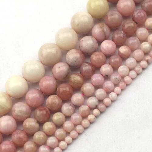 Round pink opal stone beads natural stone beads DIY spacer beads for bracelet making strand 15" wholesale