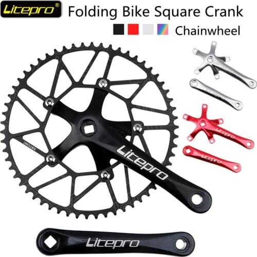 Litepro Folding Bike Crank170mm Square Crankset 46 48 50 52 54 56 58T Chainwheel BCD130 Chainring Positive Negative Bicycle Disc