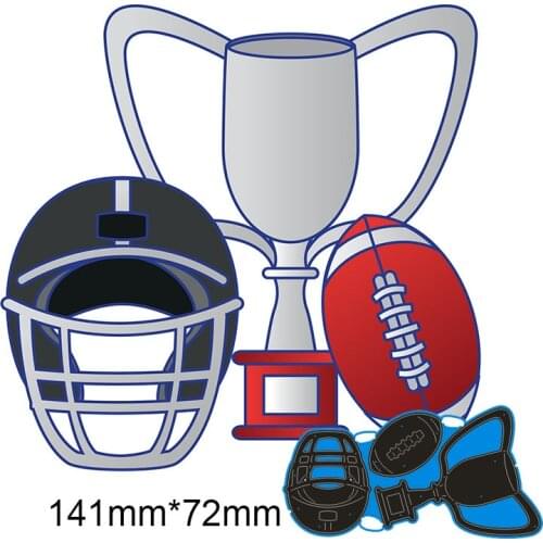 Metal Cutting Dies Rugby trophy football cap New Scrapbook paper decoration template Embossing DIY Paper Card Craft 141*72mm