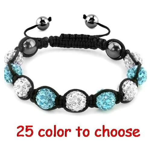 Multicolor!10mm 9 Ball Beads mixed black white rhinestone handmade Bracelet lot Christmas Gift For men crystal