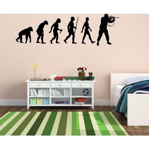 Soldier Evolution Fashion Removable Wall Stickers for Nursery Kids Room Boys Vinyl Decals Bedroom Playroom Art Decoration L15