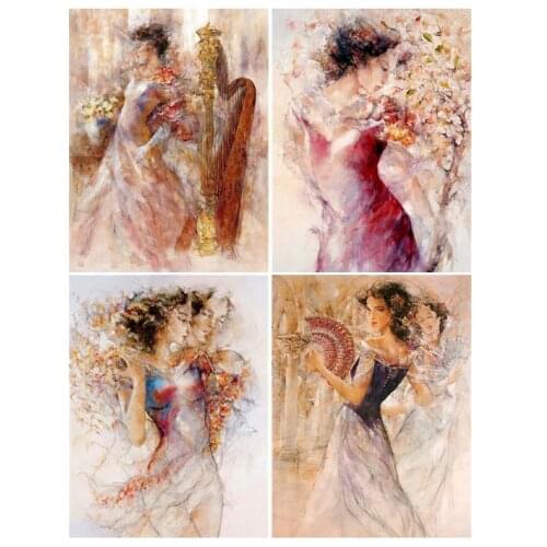 Embroidery Crafts 14CT Unprinted Counted Cross Stitch Kits Set Painting Oil Woman and horse Deco Wall Home Handmade