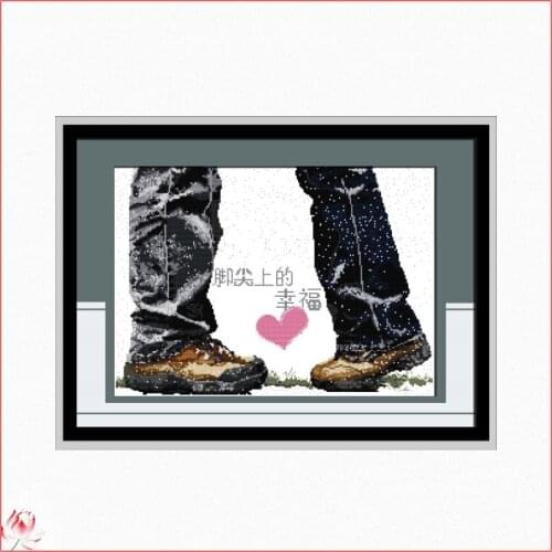 Happiness On Tiptoe Pattern Cross Stitch Kit DIY Embroidery Set 14CT 11CT Needlework Sewing Kit Home Decoration Paintings