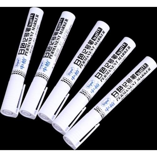 For Metal Metallic Pen Craftwork Supplies 5pcs/Lot Waterproof Oil Permanent Marker Pens White Color Painting Drawing Pen Set