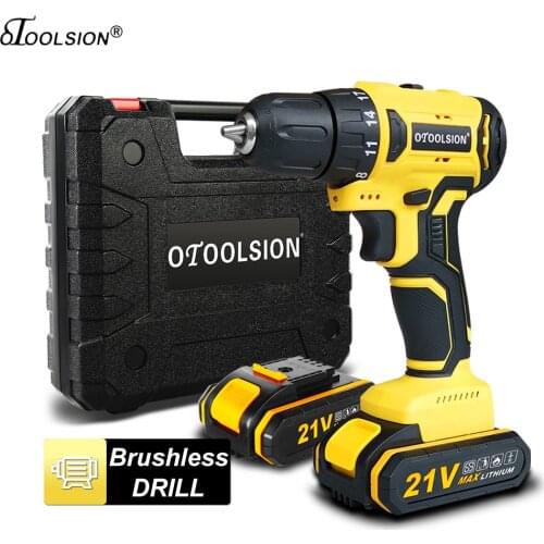 OTOOLSION New 21V Brushless Electric Drill Mini Wireless Power Driver Cordless Screwdriver Rechargeable Lithium-Ion Battery