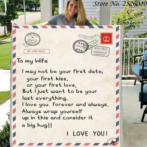 Throw Blanket Express Love TO My Wife Letter Blanket 3D Print Sherpa Blanket on Bed Home Textiles Blanket Best Gift 03