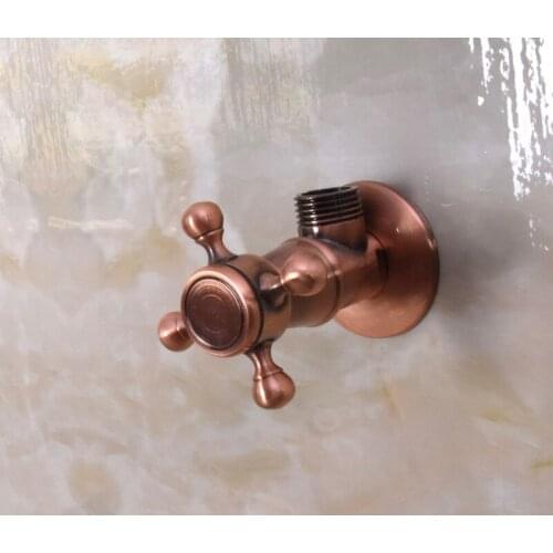 One Antique Red Copper Bathroom Hardware Accessories 1/2" male Angle Stop Valve Dav012