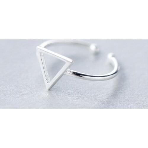 Genuine 925 Sterling Silver Geometric Open Triangle Ring Openable Adjustable Size GTLJ1183